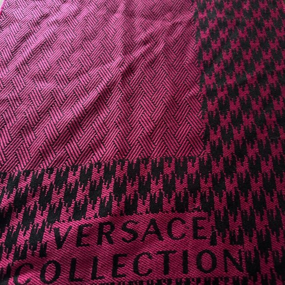 Versace Scarf wool houndstooth Y2K 80s academia cozy corpcore office siren - Picture 4 of 7